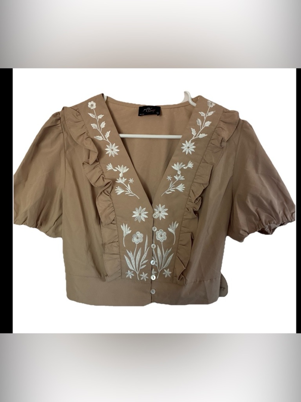 NWT Milk And Honey-Woman’s Rustic Tan BoHo Western Button Down Shirt Size Large